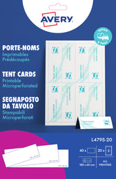 TENTKAART AVERY L4795-20 180X60MM WIT 40ST