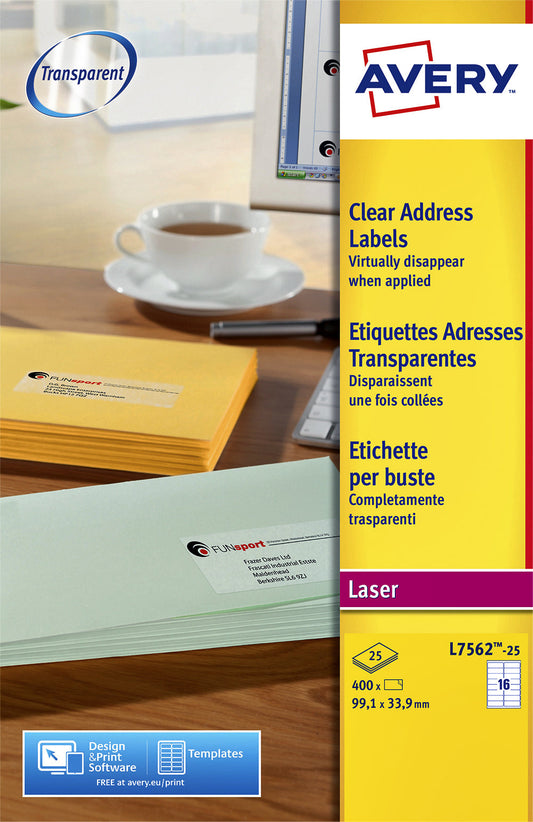 Etiket Avery L7562-25 99.1x33.9mm tr 400stuks