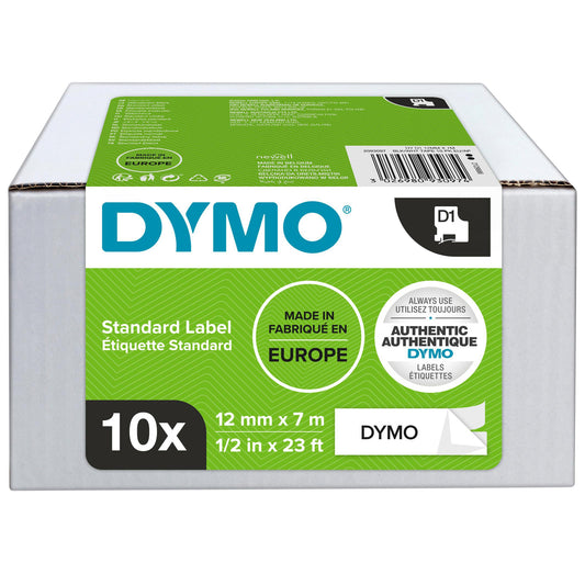 Labeltape Dymo LabelManager D1 12mm wit 10st