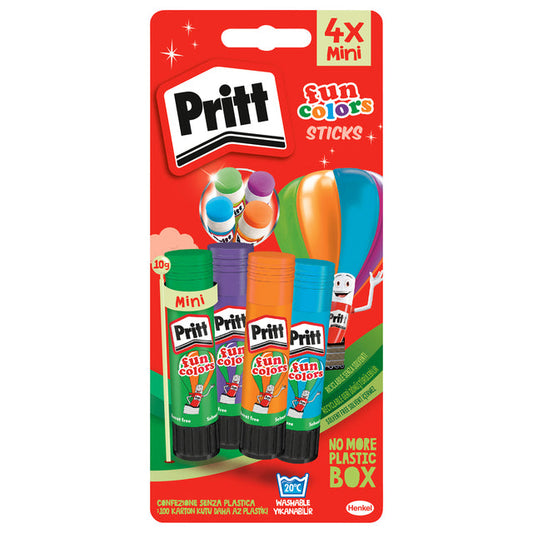 Lijmstift Pritt Stick 10gr FUN Colors blister 4st