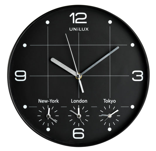 Wandklok Unilux On Time dia 30.5cm zwart/wit