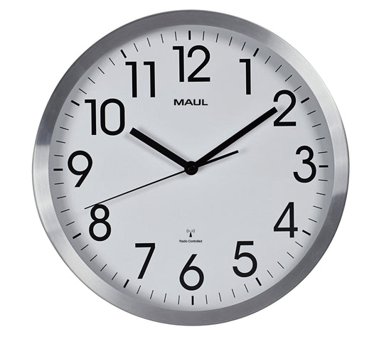 Wandklok MAUL Move RC 305x45mm alu wt batterij