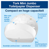 Toiletpapierdispenser Tork T2 jumbo klein wit - afbeelding 4