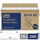 Handdoek Tork H3 Advanced 2laags 248x230mm wit