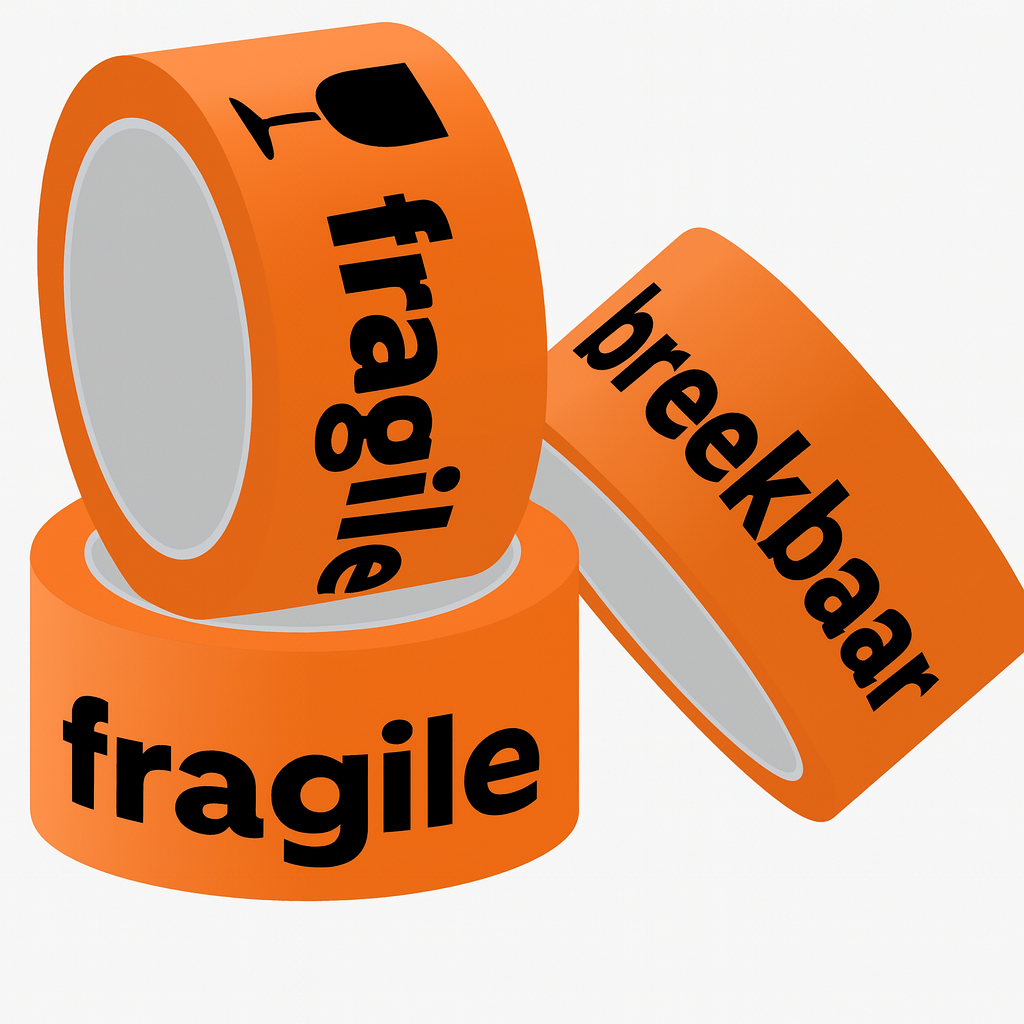 Waarschuwingstape Breekbaar Fragile oranje 50 mm x 66 m