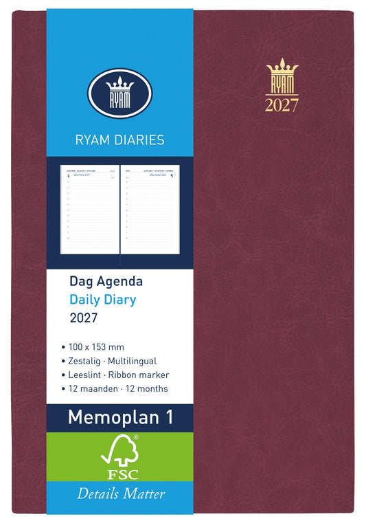 Agenda 2026 Ryam Memoplan 1 Mundior 1d/1p bordeaux