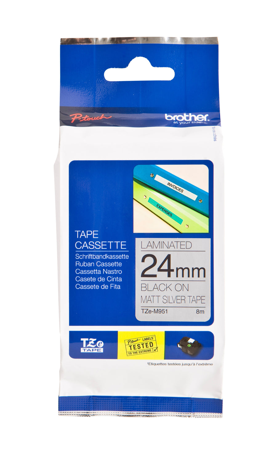 Labeltape Brother Ptouch TZeM951 24mm zilver
