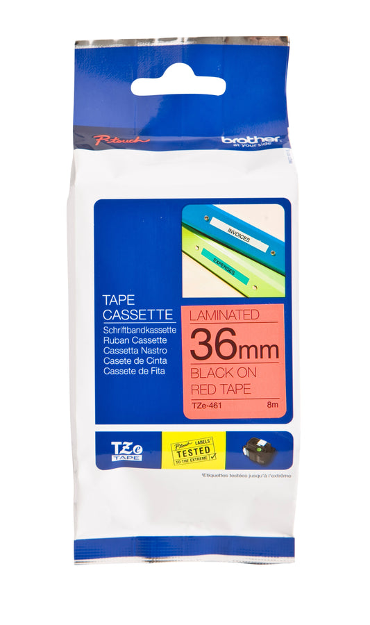 Labeltape Brother Ptouch TZe461 36mm rood