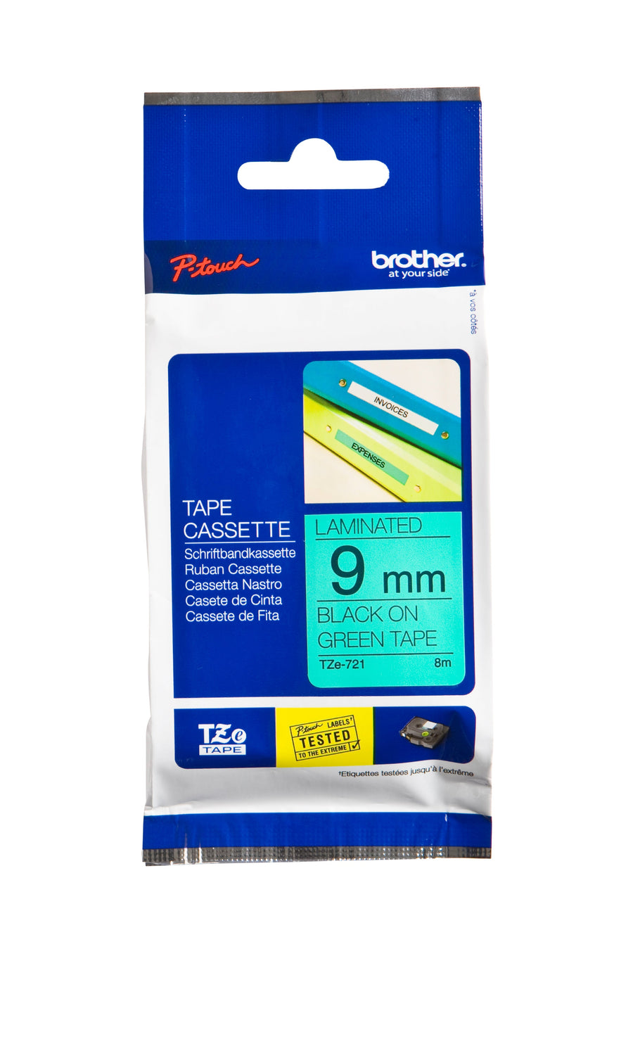 Labeltape Brother Ptouch TZe721 9mm groen