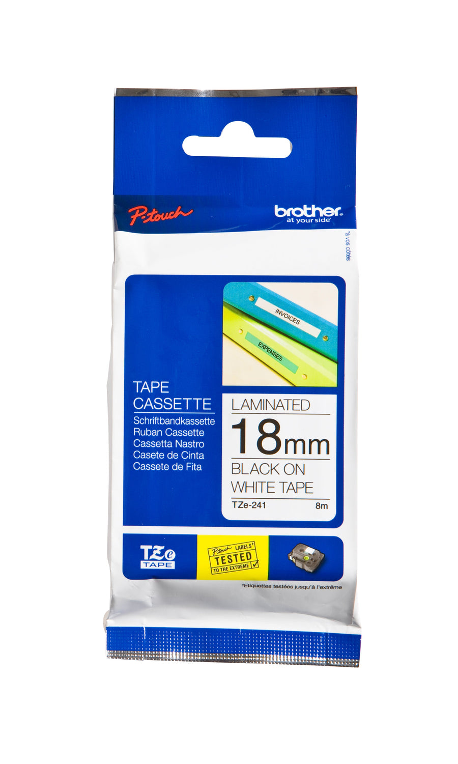 Labeltape Brother Ptouch TZe241 18mm wit