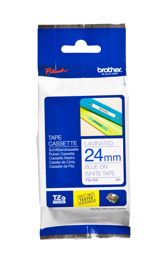 Labeltape Brother Ptouch TZe253 24mm wit