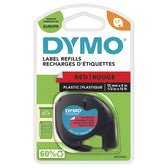 Labeltape Dymo LetraTag plastic 12mm rood