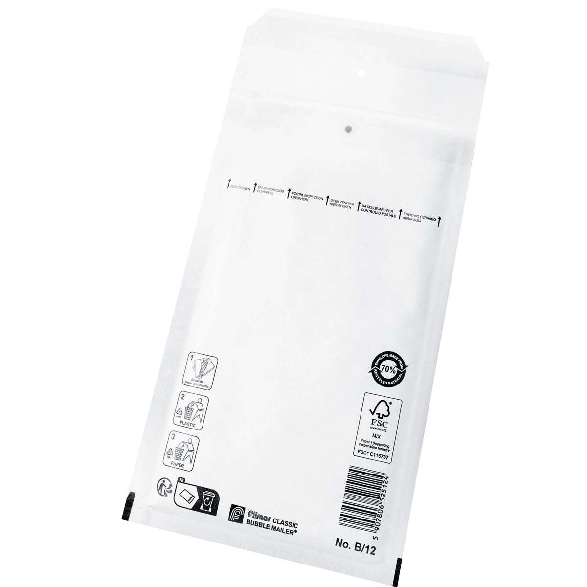 B12 Luchtkussen Enveloppen Wit, 120 x 220 mm Per doos (200 stuks)