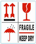 Warnetikett 79 x 97 mm – Pfeil | zerbrechlich | Regenschirm | Glas