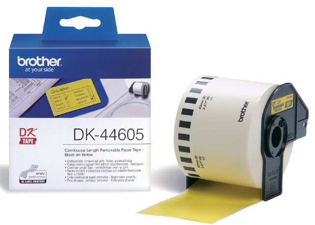 Etiket Brother DK44605 doorlopend 62mm 30m geel