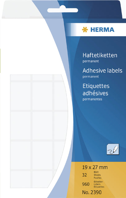 Etiket HERMA 2390 19x27mm wit 960stuks