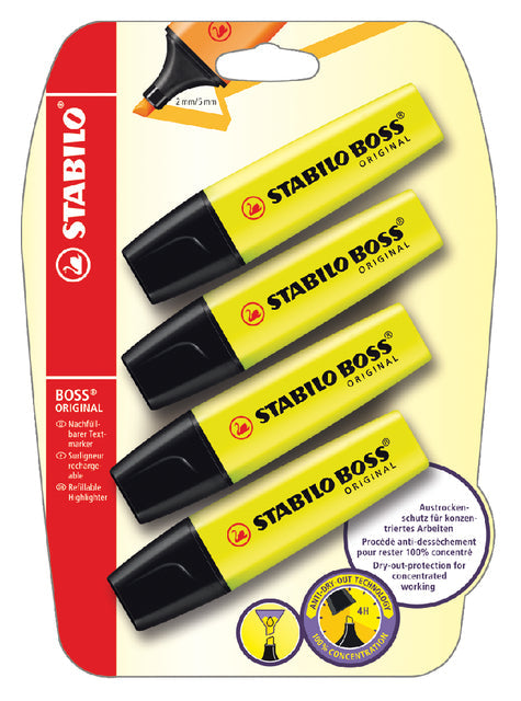 Markeerstift STABILO BOSS 70/24 4st geel