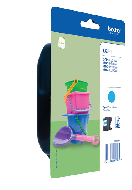 Inktcartridge Brother LC-221C blauw