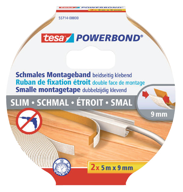 Dubbelzijdige montagetape tesa Small 5mx9mm wit