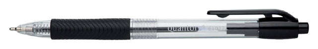 Balpen Quantore rubberen grip drukknop zwart