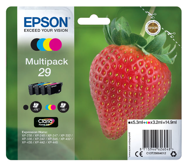Inktcartridge Epson 29 T2986 zwart + 3 kleuren