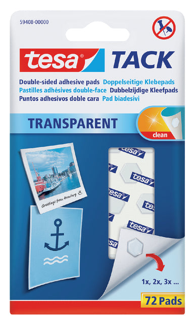 Kleefpads tesa TACK dubbelzijdig transparant 72st