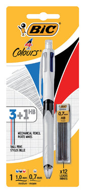 Balpen Bic 3kleuren + vulpotl HB 0.7mm M wit