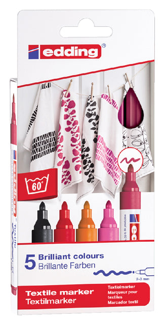 Textielmarker edding 4500 rond 2-3mm warm ass 5st