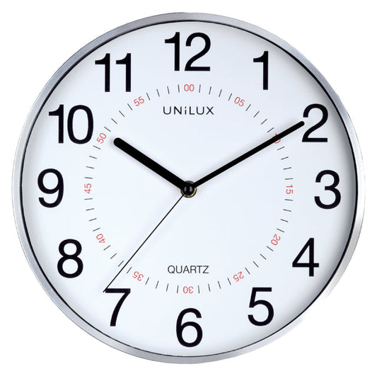 Wandklok Unilux Aria dia 28.5cm zilvergrijs/wit