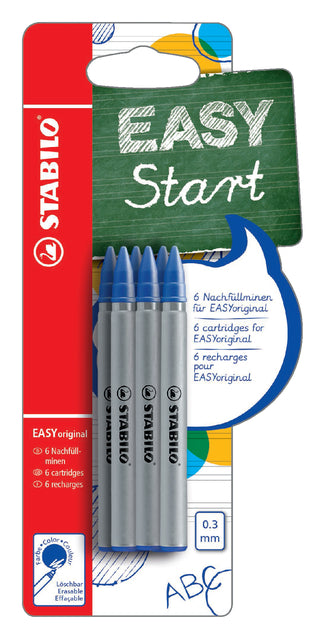 Rollerpenvulling STABILO Easyoriginal F 6st blauw