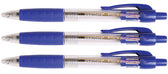Balpen Quantore rubberen grip drukknop blauw