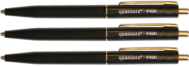 Balpen Quantore drukknop en metalen clip zwart