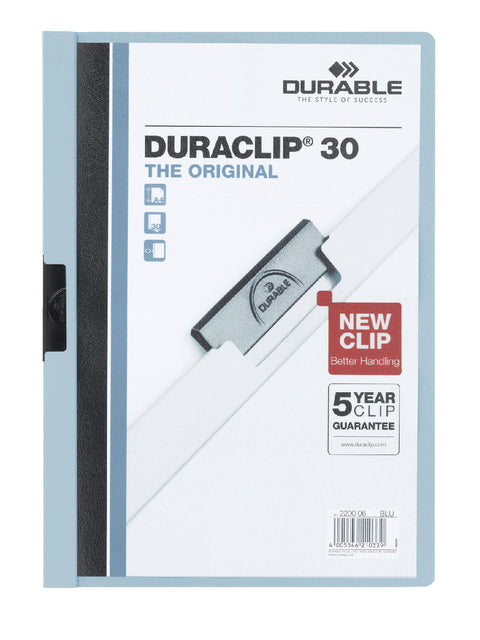 Klemmap Durable Duraclip A4 3mm 30v lichtblauw