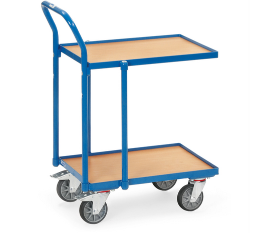 Rolplateau met duwbeugel 135610 - 2 Etages met rand, laadvlak 605 x 408 mm