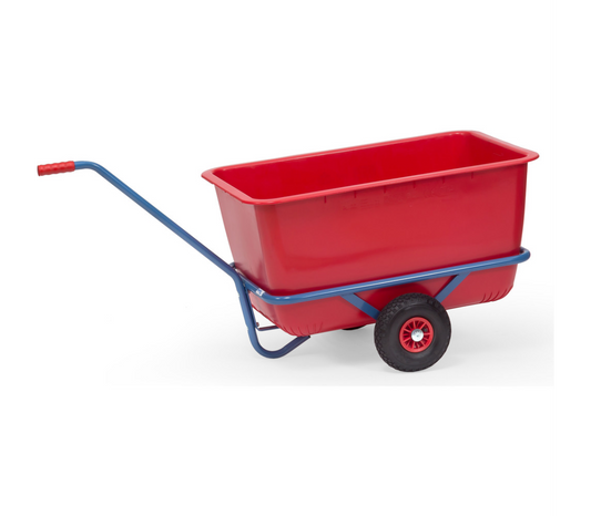Handtrekwagen 4102V - massief rubber wielen - met rode kunststof bak 200 liter