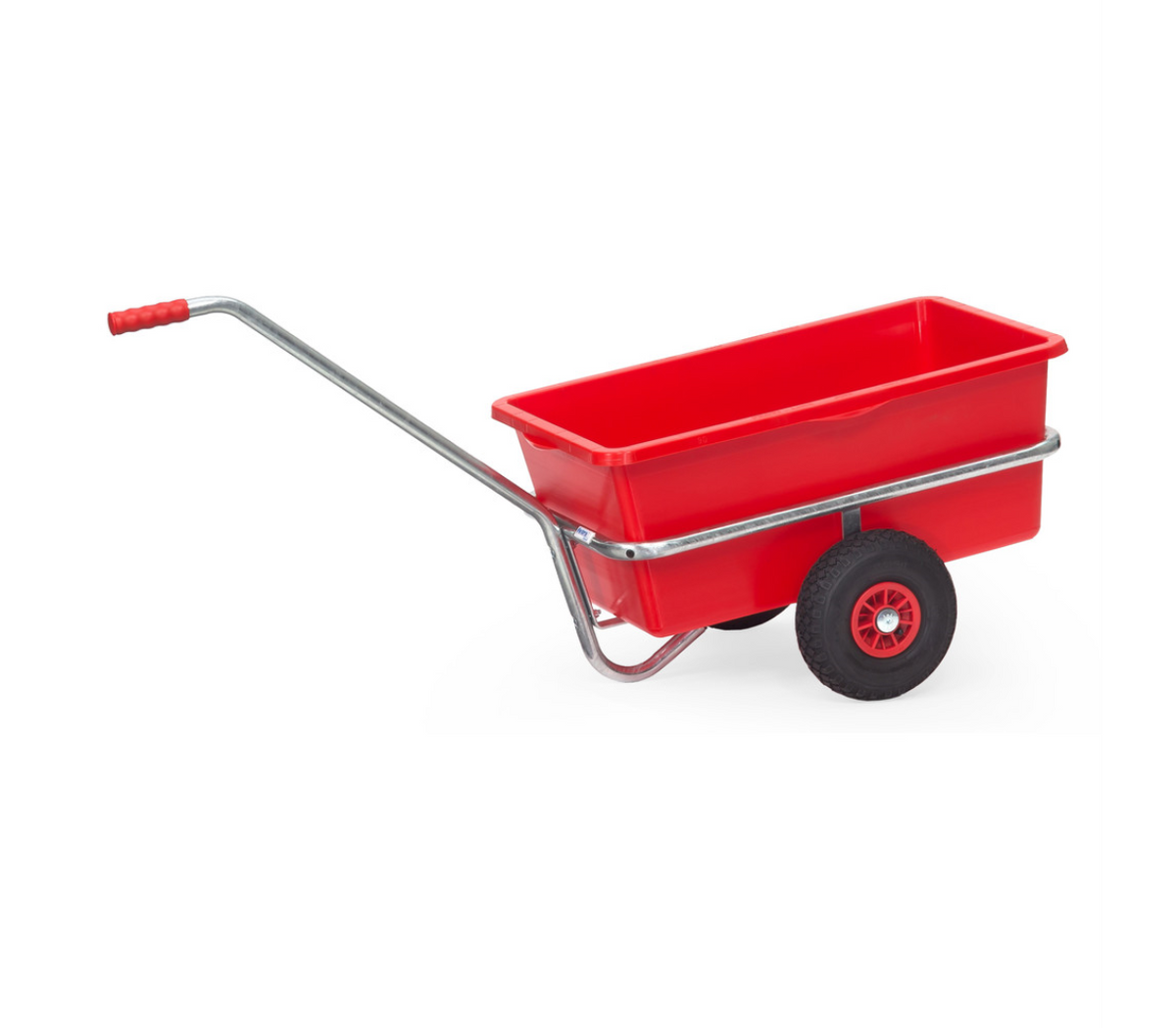 Handtrekwagen 6101L - lucht wielen - met rode kunststof bak 90 liter