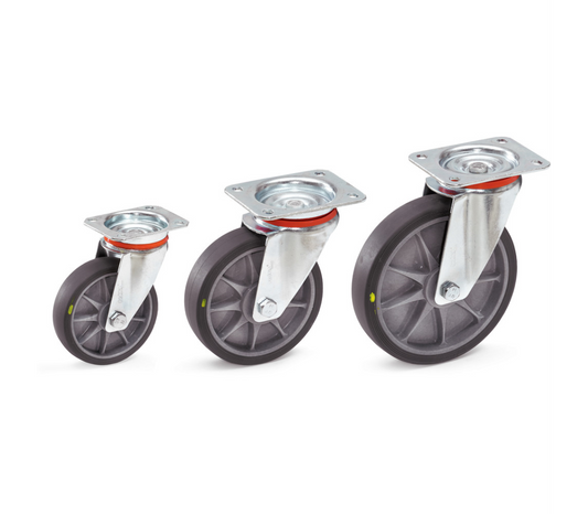 Zwenkwiel 125 x 32 mm - TPE-wielen elektrisch geleidend